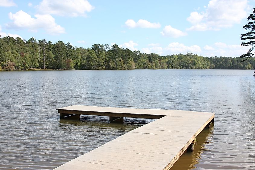 A dock on Lake Rutledge in Georgia.