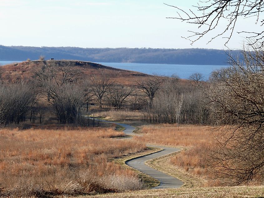 A trail path through the Clinton State Park.