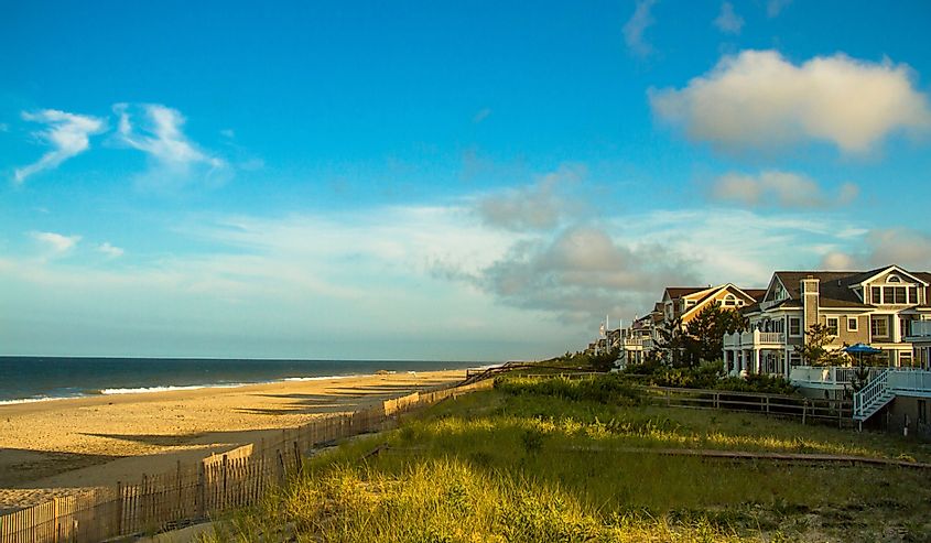 Coastal view of beautiful Bethany Beach, Delaware. 