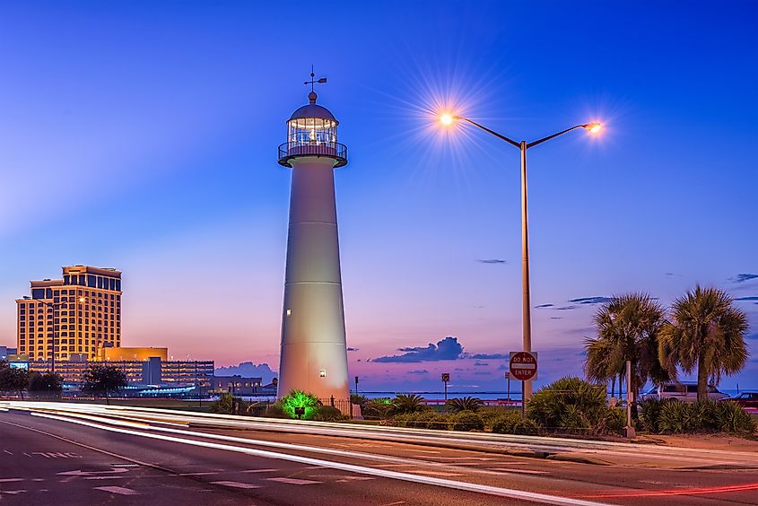 Biloxi Lighthouse in Biloxi, Mississippi, USA.