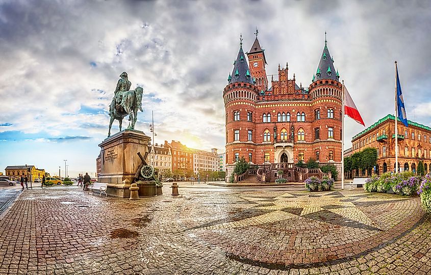 View on Helsingborg Town Hall from Stortorget Square