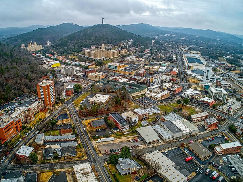 Aerial View of Downtown Hot Springs, Arkansas