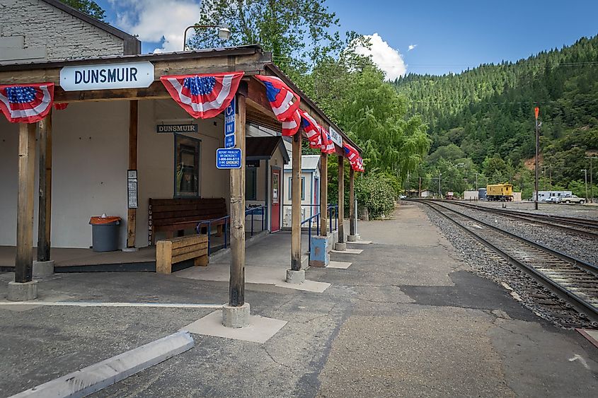 The historic Amtrak Station in Dunsmuir, California