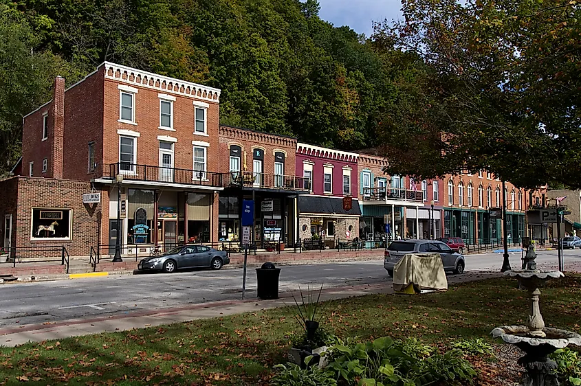 The scenic downtown area of McGregor, Iowa.