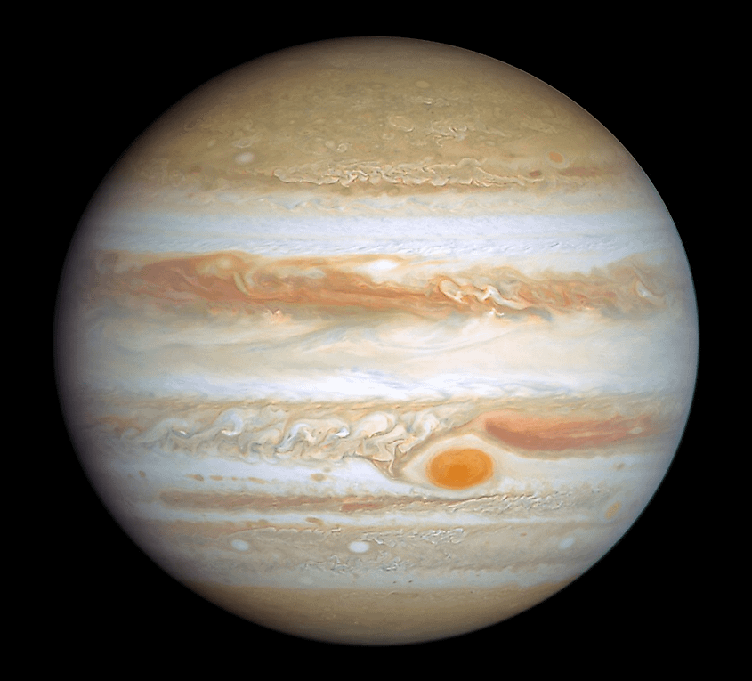 Jupiter in true color by Hubble's "Outer Planet Atmospheres Legacy" (OPAL).