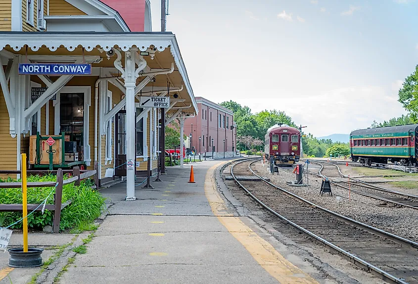 Historic rail depot in North Conway, New Hampshire. 