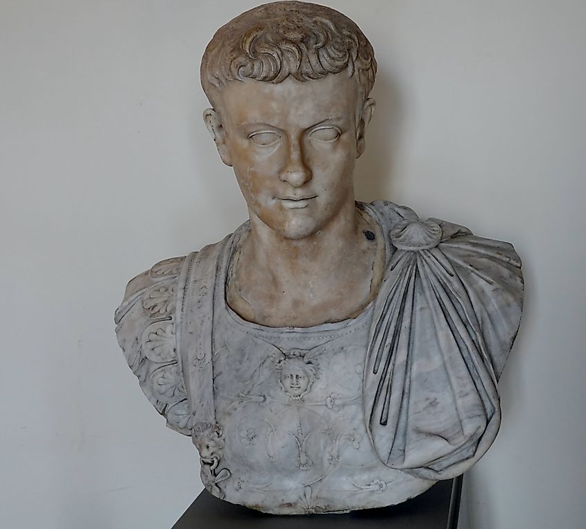 Bust of Caligula Museo Correr (Richard Mortel, CC BY 2.0 <https://creativecommons.org/licenses/by/2.0>, via Wikimedia Commons)