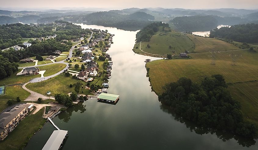 Aerial view of Johnson City, Tennessee.
