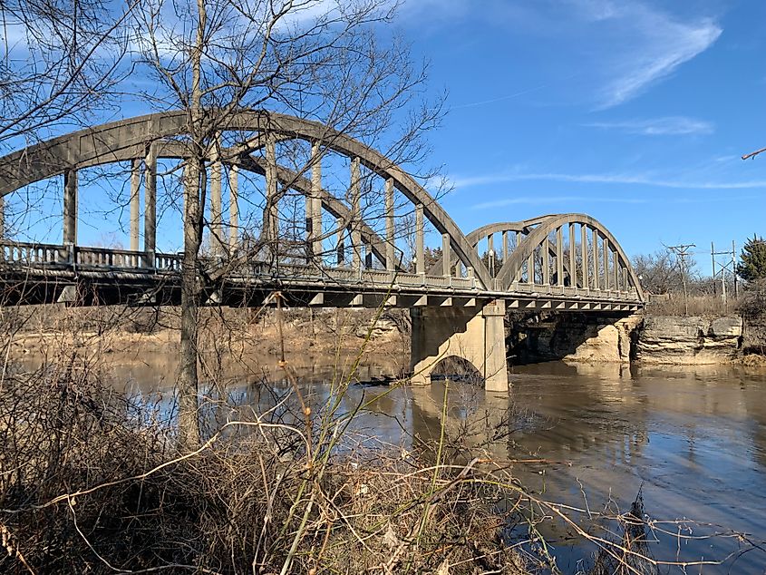 Neosho River at Bridge Street in Humboldt, Kansas.