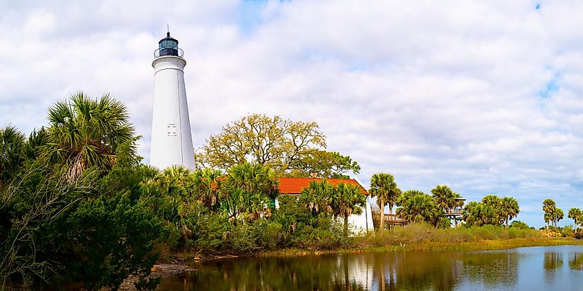 St Marks Lighthouse in the St. Marks National Wildlife Refuge, south of Tallahassee, Florida