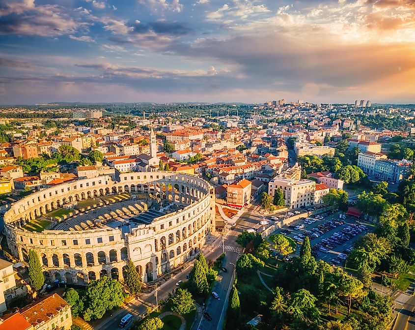 Splendid view at famous european city of Pula, Croatia.