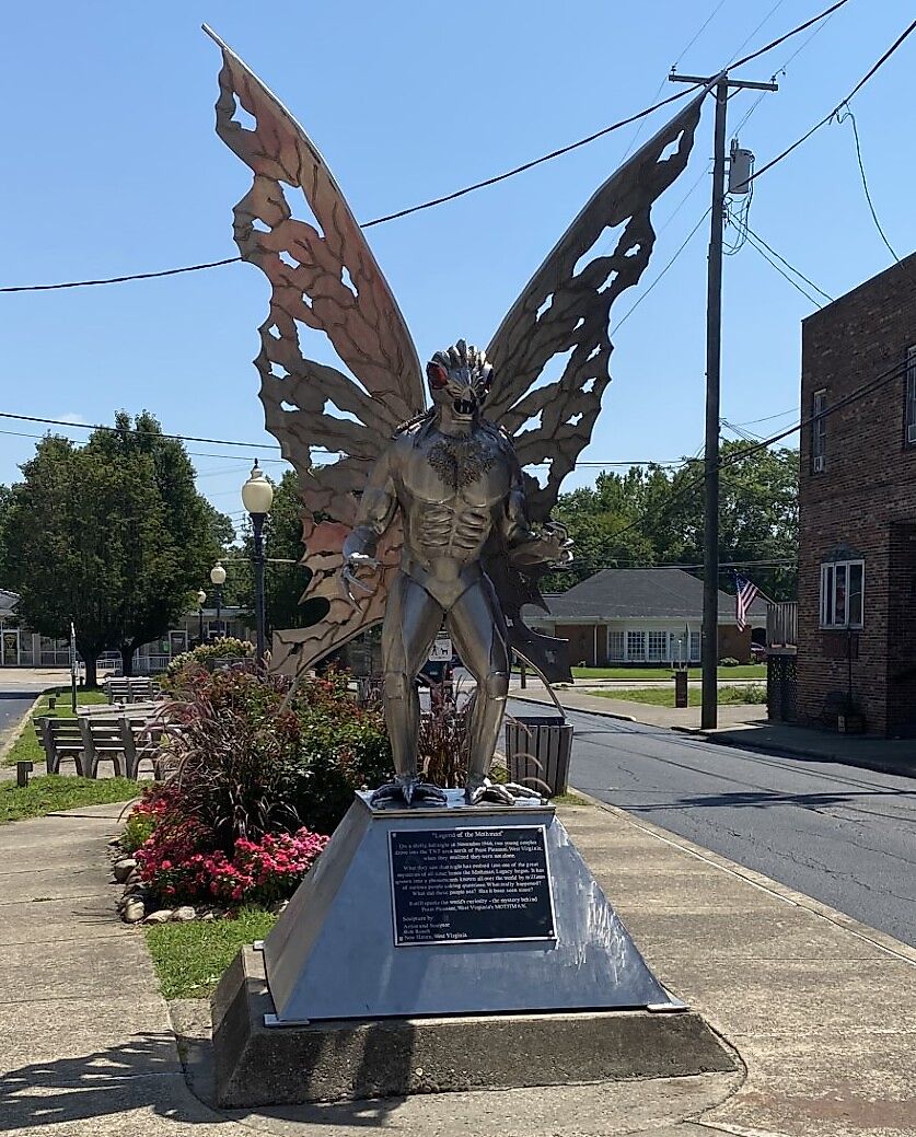 Statue of the Mothman, a legendary creature said to inhabit Point Pleasant