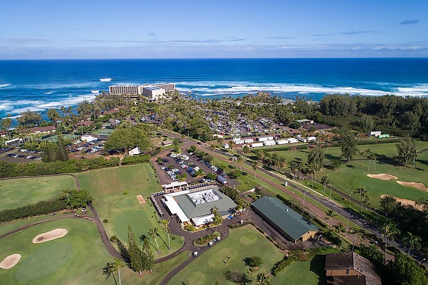 Aerial view of Kahuku, Hawaii. 