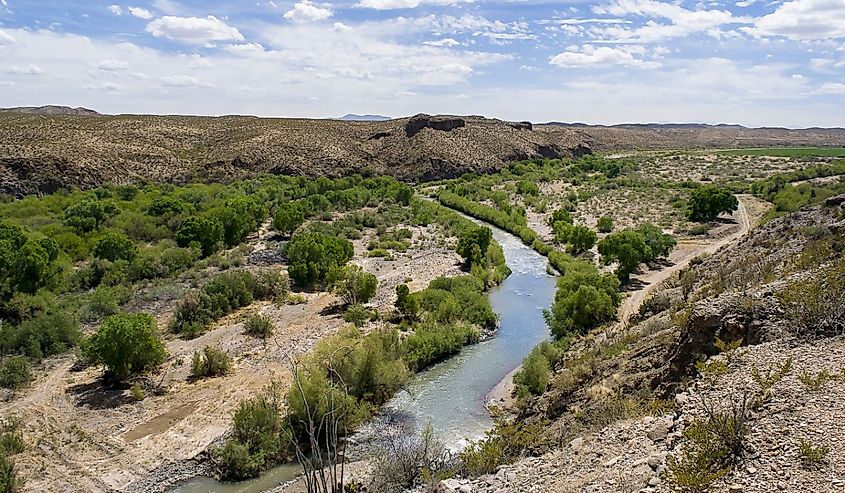 Gila River flowing through the Gila Box Riparian National Conservation Area near Safford, Arizona