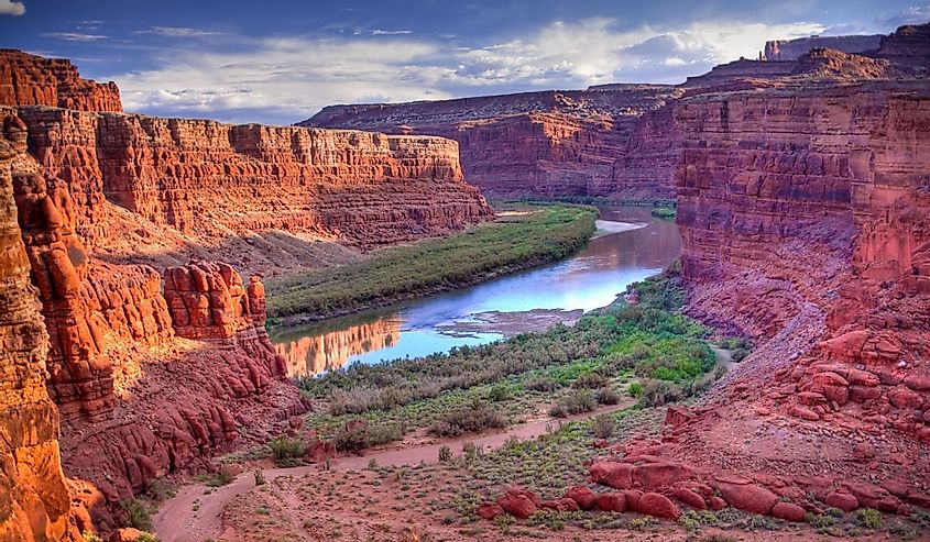 The Colorado River runs through Canyonlands National Park near the city of Moab, Utah.