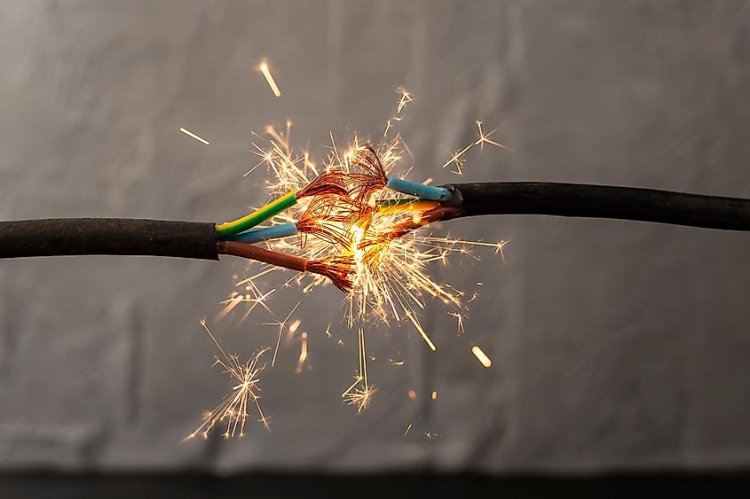 Sparks cause an explosion between electrical cabless