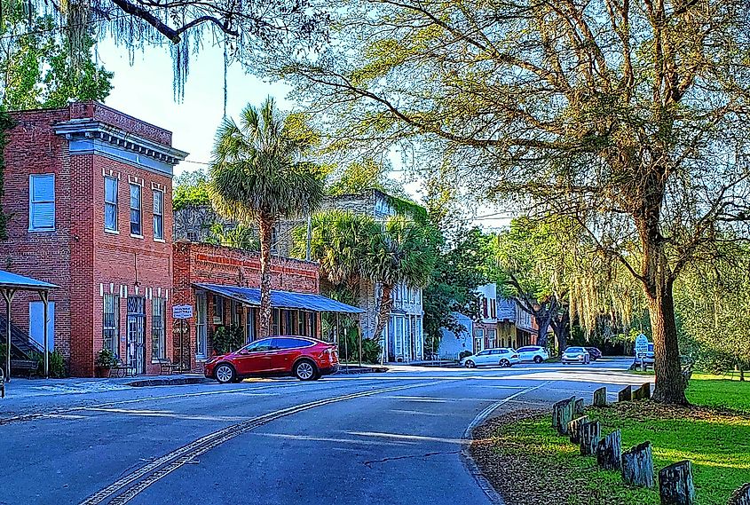 The charming downtown of Micanopy, Florida