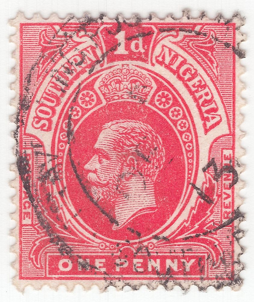 A postage stamp from colonial Nigeria in 1912. 