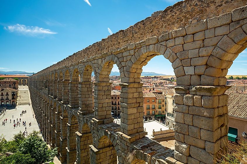 Ancient Roman-era brick wall in Spain.