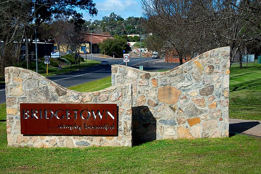 Bridgetown Welcome Sign in Western Australia.