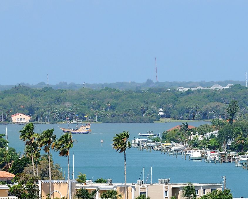 Elevated view of the bay at Treasure Island, Florida