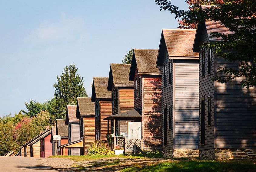Clapboard houses at Eckley Miners' Village.