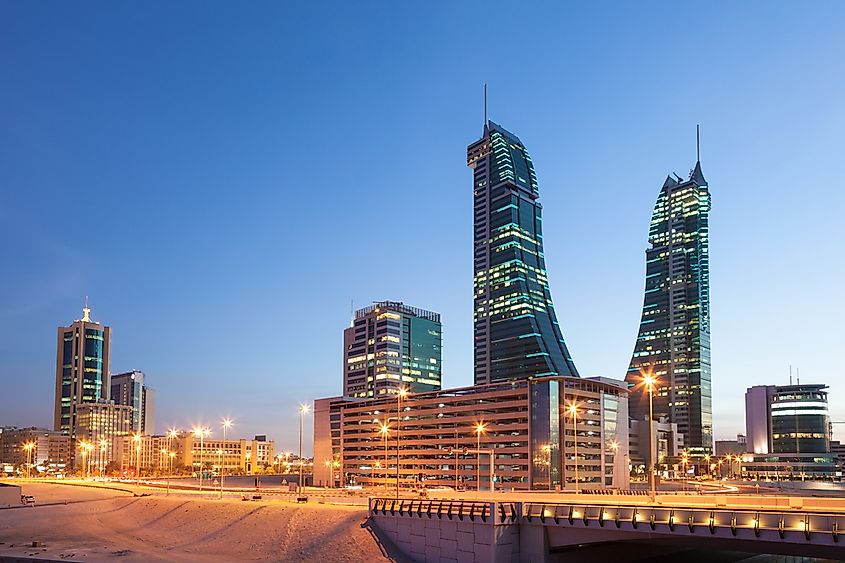 The skyline of Manama, the capital of Bahrain.