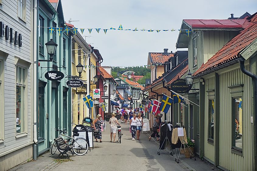 View of the old town street of Sigtuna, Stockholm, Sweden.