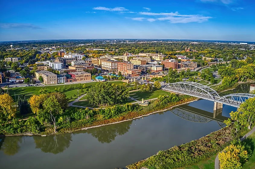 Aerial view of Grand Forks, North Dakota.