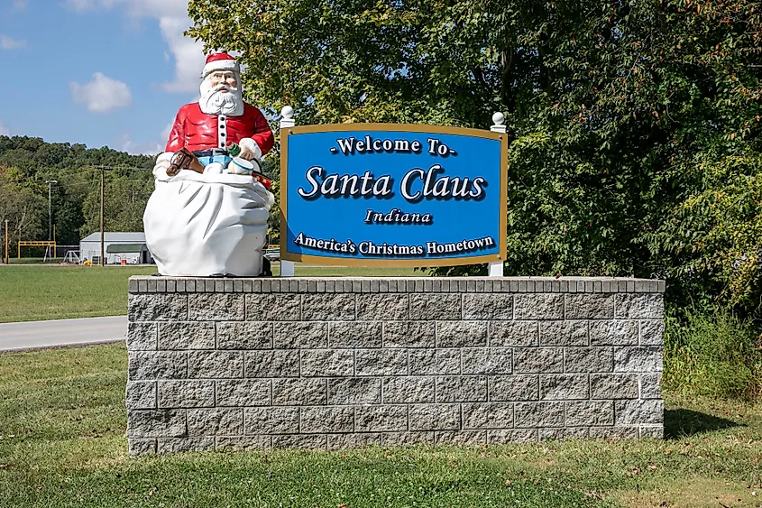 A statue of Santa Claus in Santa Claus, Indiana