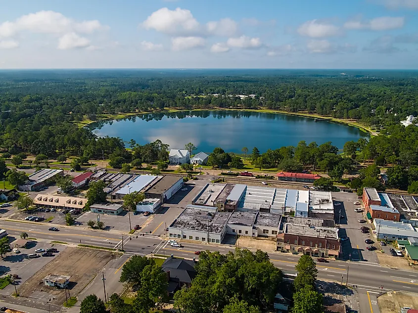 An aerial view of DeFuniak Springs, Florida.