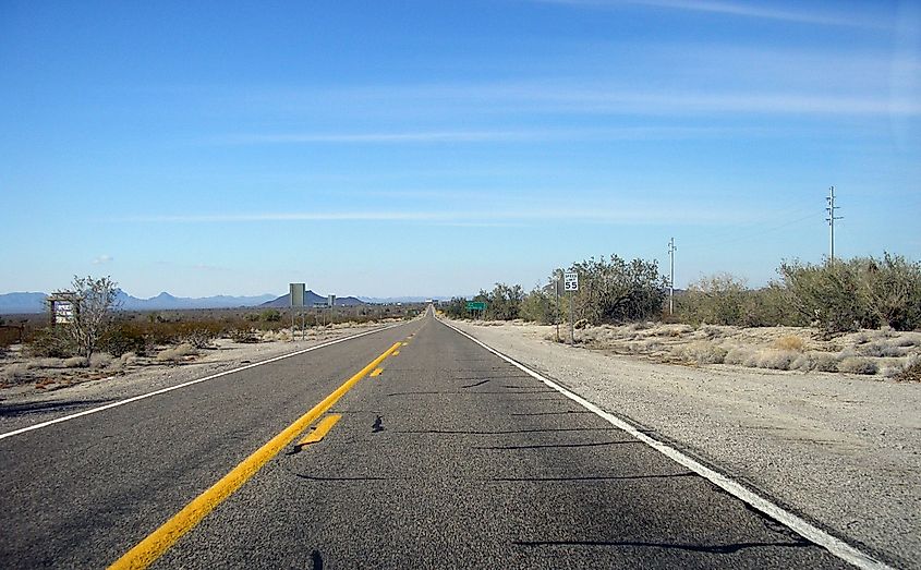 The road outside Hope, Arizona.