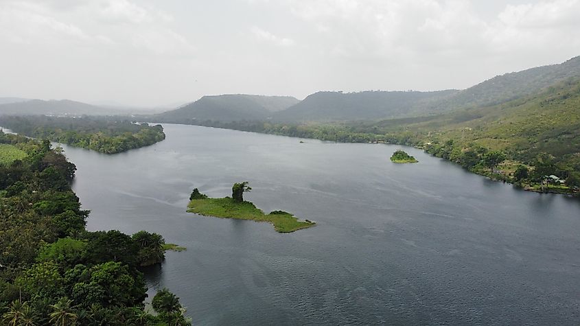 Man made Volta Lake, Akosombo, Ghana.