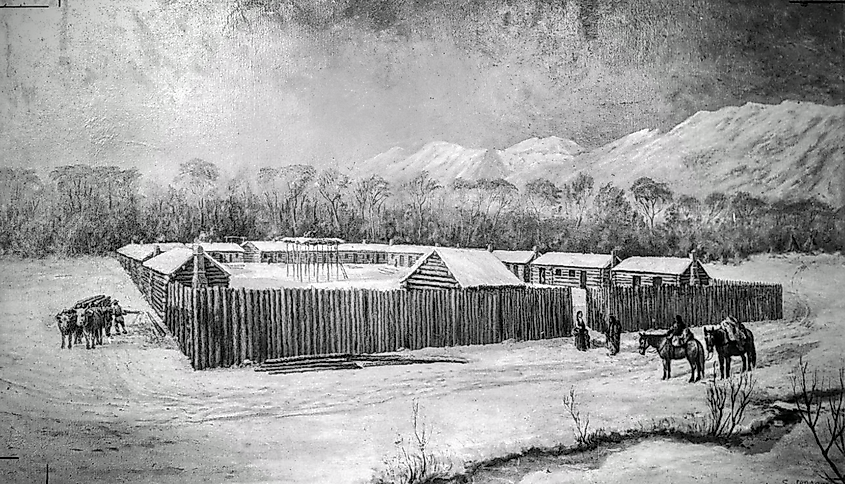 Fort Utah, the first settlement of white people in Provo, Utah. 