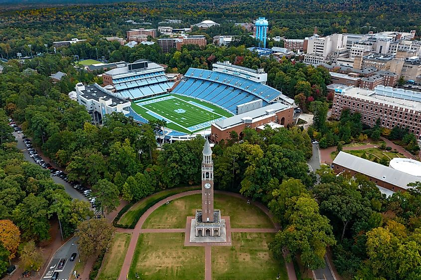 Bell Tower and Football Stadium at Chapel Hill, North Carolina