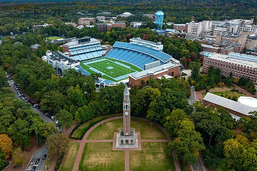 Bell Tower and Football Stadium at Chapel Hill, North Carolina