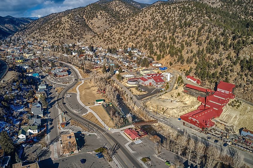 Aerial View of Downtown Idaho Springs, Colorado