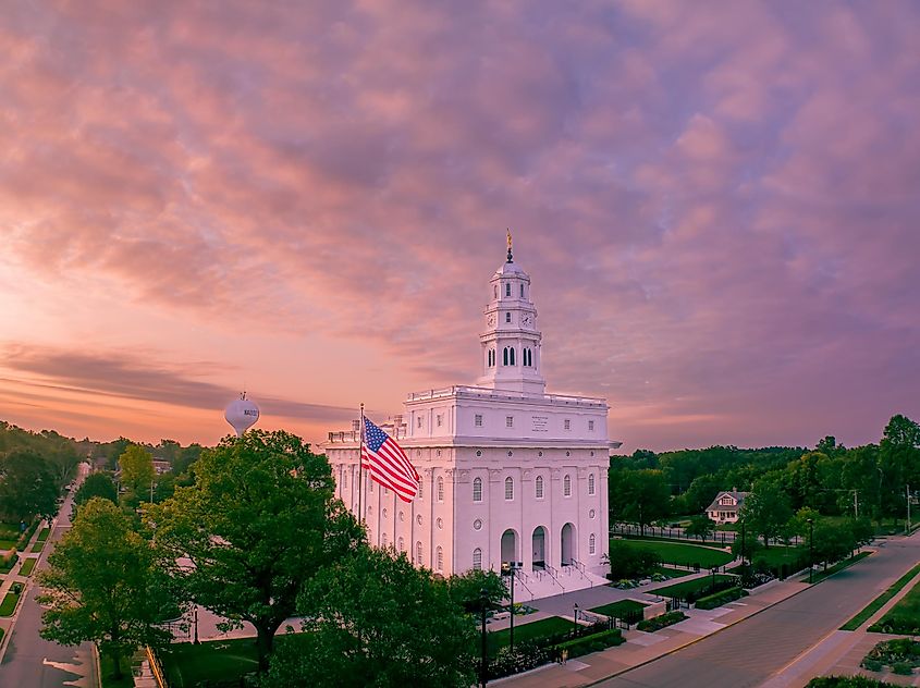 Nauvoo, Illinois with the LDS Mormon Temple on a beautiful morning.