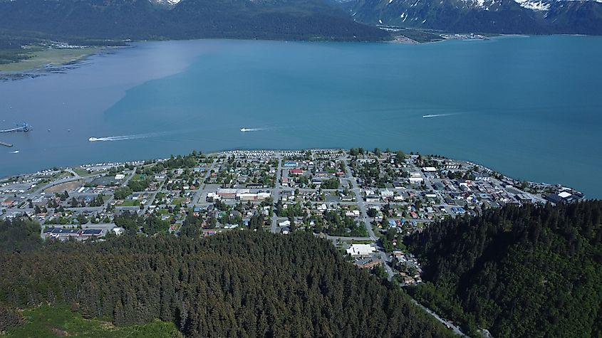 Aerial view of Seward, Alaska.