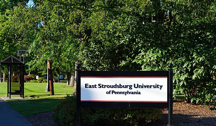 View of the campus of East Stroudsburg University (ESU), a public university part of the Pennsylvania State System of Higher Education.