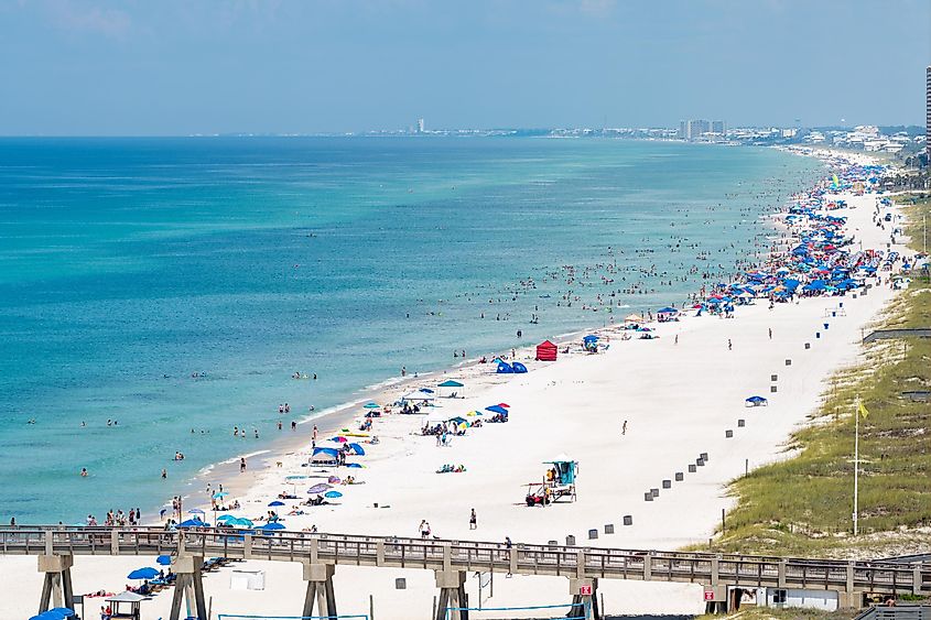 The spectacular white sand beach at Panama City Beach, Florida.