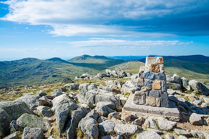 Mt. Kosciuszko national park in New South Wales, Australia. Alpine Landscape panoramic view from the top.