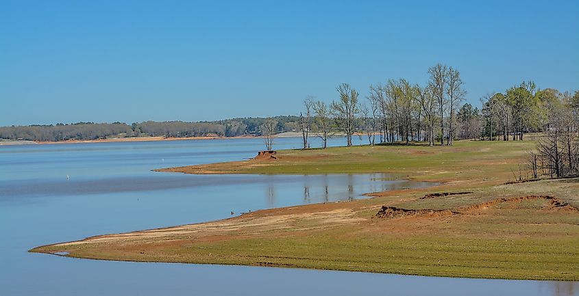 Beautiful park view of Enid Lake in George Payne Cossar State Park at Oakland, Yalobusha County, Mississippi