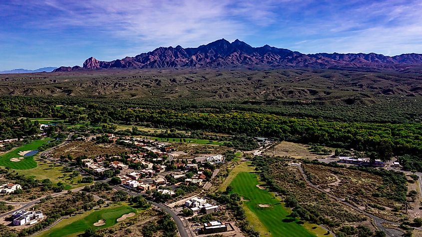 Aerial view of Mount Wrightson above Tubac, Arizona