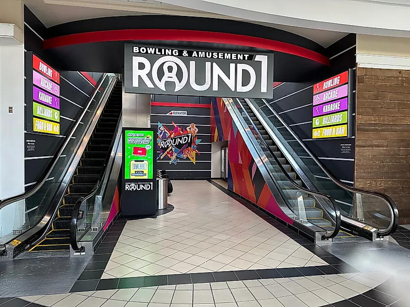 Inside the Maine Mall. 