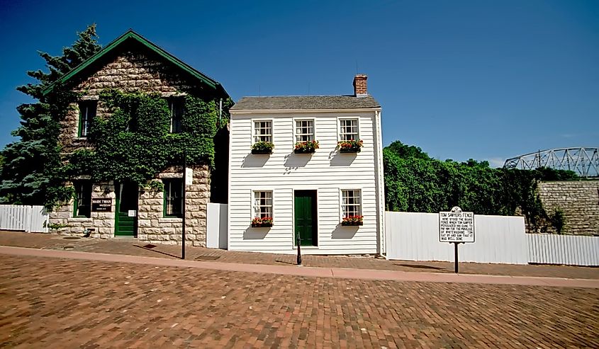 Mark Twain Home Museum in Hannibal, Missouri. Image credit Dennis MacDonald via Shutterstock.com