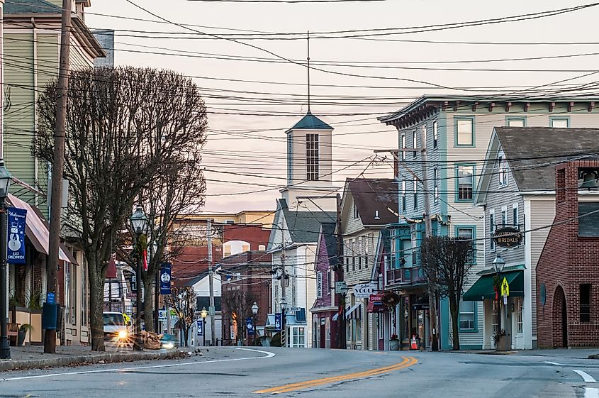 Early morning street scenes in the town of East Greenwich, Rhode Island, showcasing the tranquil ambiance and local architecture.