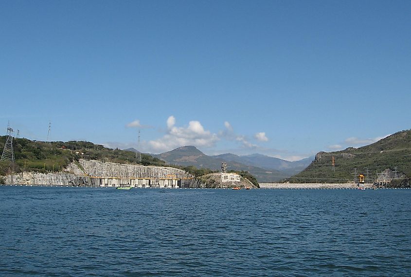 The Chicoasén Dam (Presa Manuel Moreno Torres), view from the reservoir.