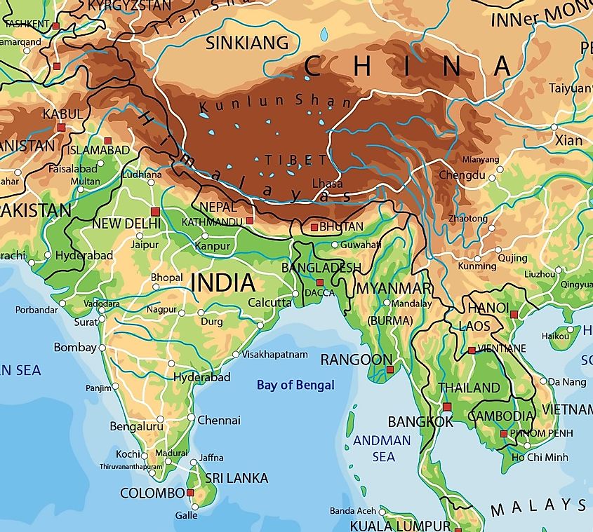 The Tibetan Plateau on map.