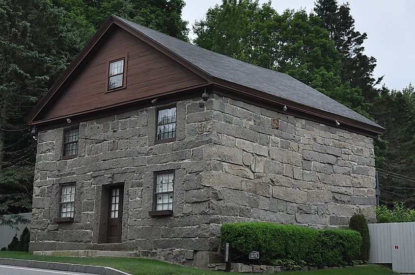 Historic granite store in Sullivan, Maine.